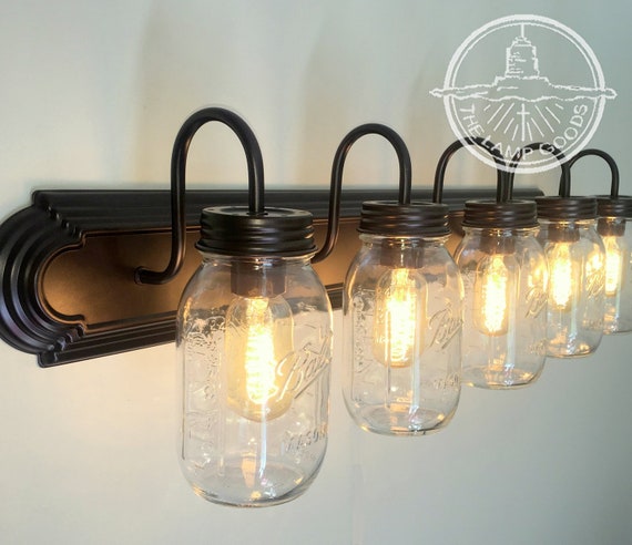 Mason Jar Bathroom Vanity 5 Light New Wall Sconce Lighting Etsy