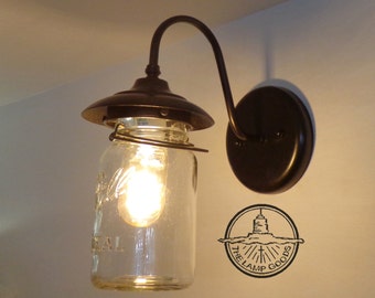 EXTERIOR Mason Jar Light Wall SCONCE Vintage Quart Jar Lighting Antique Farmhouse Rustic Deck Outside Porch Patio Ceiling Pendant FlushMount