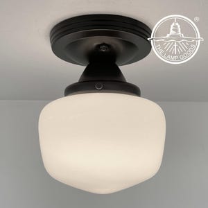 OPAL MODERN Schoolhouse Milk Glass Semi Flush Mount Ceiling Lighting Fixture -Kitchen Bathroom Entry Chandelier Ceiling Modern Mid Century