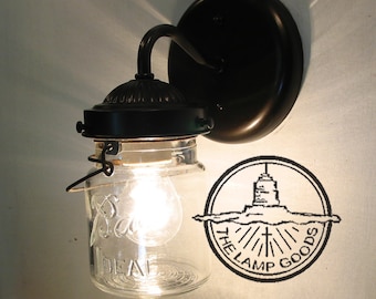 Vintage Mason Jar SCONCE Lighting Fixture Pint -Rustic Flush Mount Wall Light Farmhouse Vanity Bathroom Kitchen Ceiling Chandelier