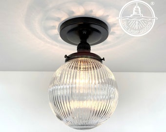 Holophane Glass Globe Ceiling Light Fixture 6"- Chandelier Flush Lighting  Globe Farmhouse Kitchen Hallway Bathroom Entryway Office Bedroom