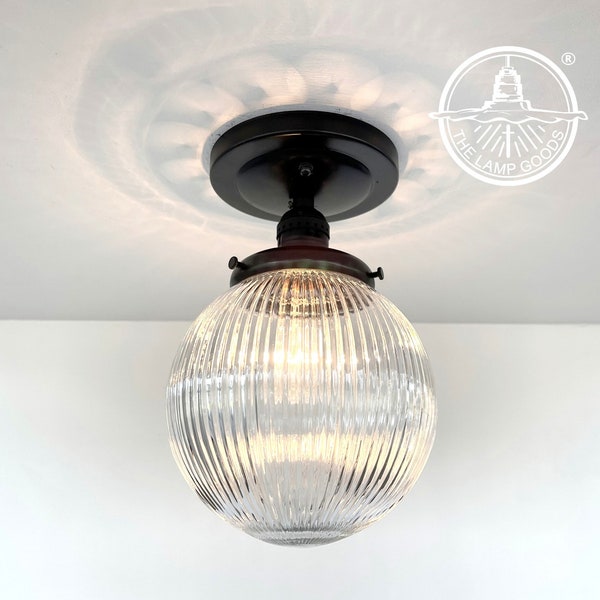 Holophane Glass Globe Ceiling Light Fixture 8"- Chandelier Flush Lighting  Globe Farmhouse Kitchen Hallway Bathroom Entryway Office Bedroom