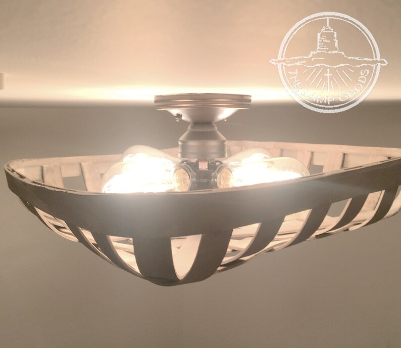 Flush Mount Basket 4 Light Mason Jar Ceiling Modern Farmhouse Chandelier Rustic Kitchen Lamp