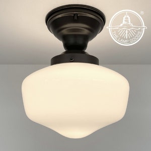 Modern SCHOOLHOUSE Ceiling Light Milk Opal Glass -Semi Flush Lighting Fixture Chandelier Kitchen Bathroom Mid Century Antique Lamp Vintage