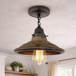 Rustic INDUSTRIAL Ceiling Light Fixture Flush Mount Lighting Farmhouse Kitchen Bathroom Cabin Laundry Bedroom Sink Cottage Hallway Entry