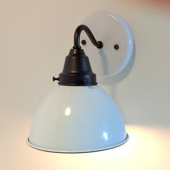 White Enamel Wall SCONCE Vintage Farmhouse Lighting Modern White