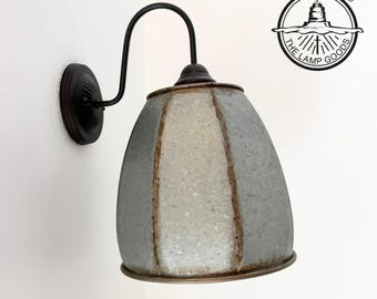 Rustic Octagon Galvanized Dome Wall Sconce – Farmhouse Industrial Light Fixture – Galvanized Metal Wall Lamp – Rustic Bathroom