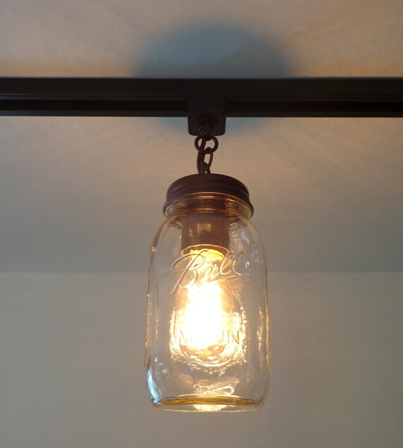 Mason Jar Lighting Track Single One New Quart Pendant Chandelier Fixture For Kitchen By Lamp Goods