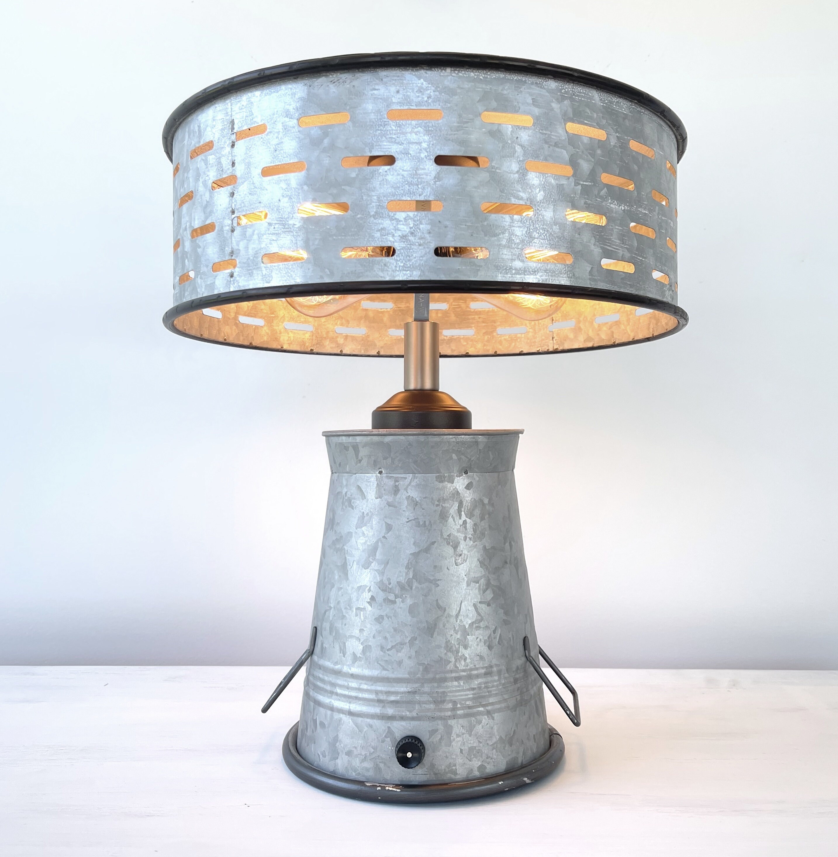 Farmhouse galvanized table lamp deals