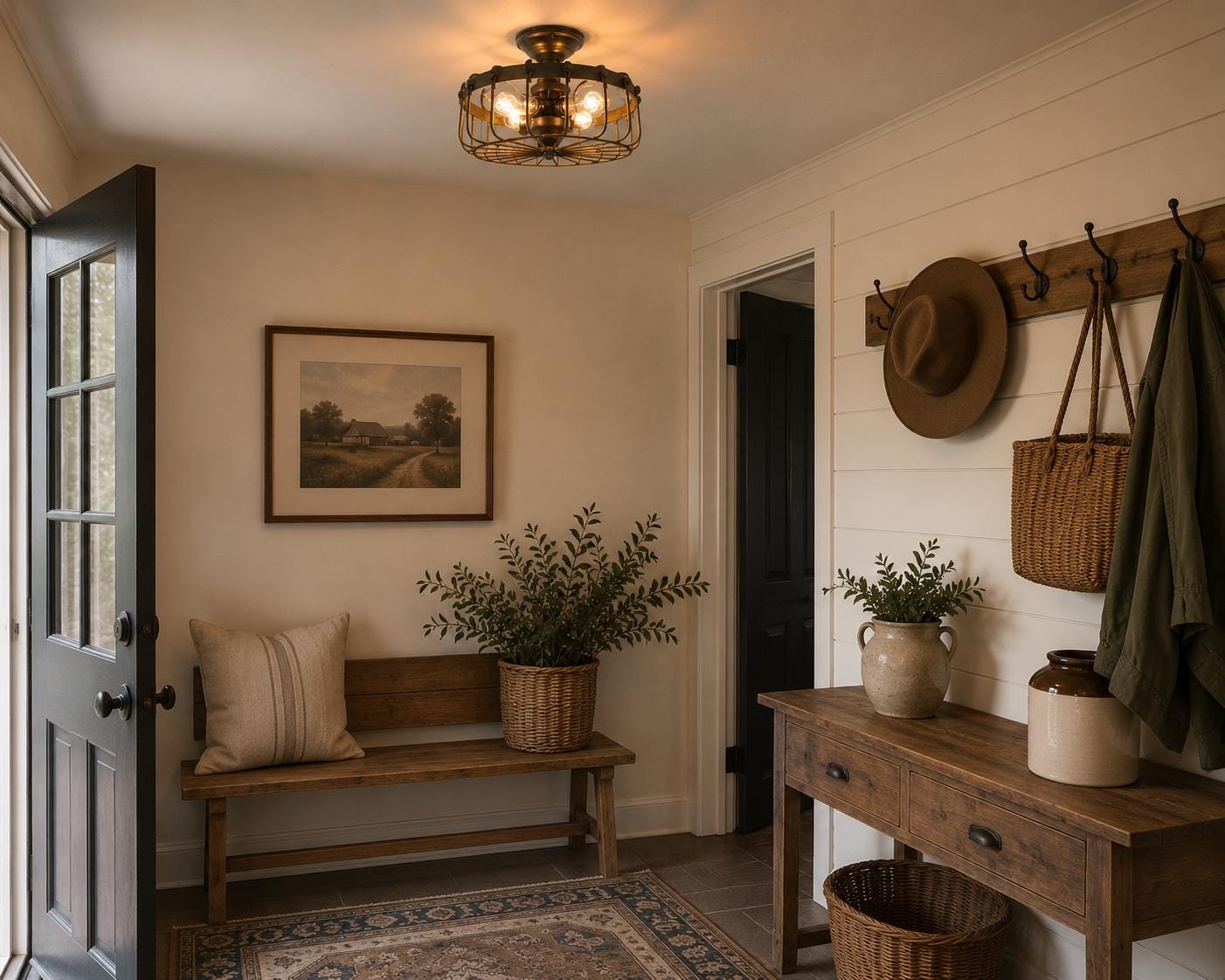 Rustic Industrial Cage Ceiling Light - Flush Mount Lighting Fixture ...