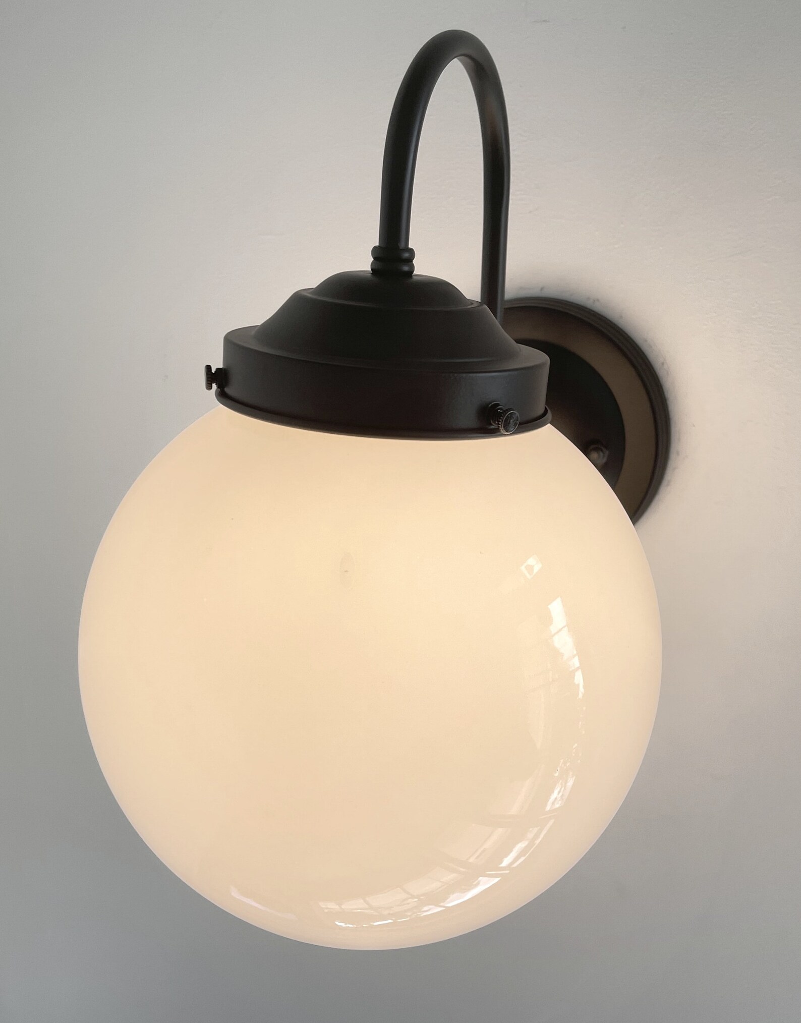 Modern Milk Glass Globe Wall Sconce For Bathroom,