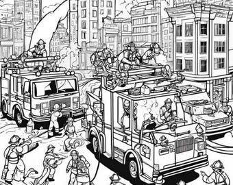12 páginas para colorear de bomberos PDF