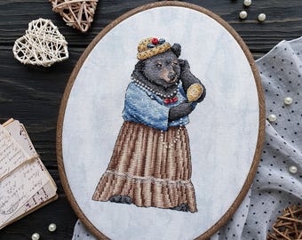 Vintage Bear Cross Stitch Pattern, Instant Download PDF for DIY Cross Stitch Projects, Whimsical Bear Embroidery Design