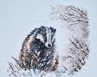 Badger Cross Stitch Pattern PDF - Woodland Animal Cross Stitch Design - Forest Wildlife Cross stitch - Cute Animal Counted Cross Stitch