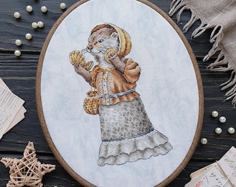 Сharming Otter Cross Stitch Pattern, Vintage DIY Embroidery Design, Cute Cross stitch Download PDF, Cute cross stitch, Animal Xstitch