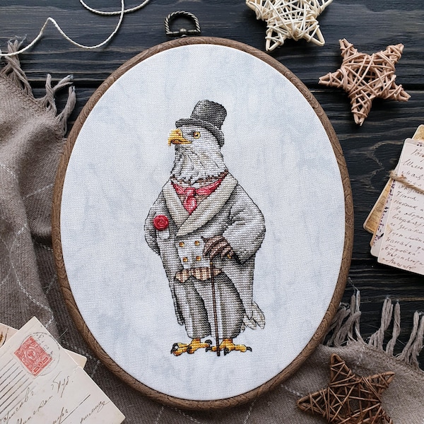 Eagle cross stitch pattern instant download pdf, vintage DIY cross stitch, bird embroidery design, home decor, animal xstitch