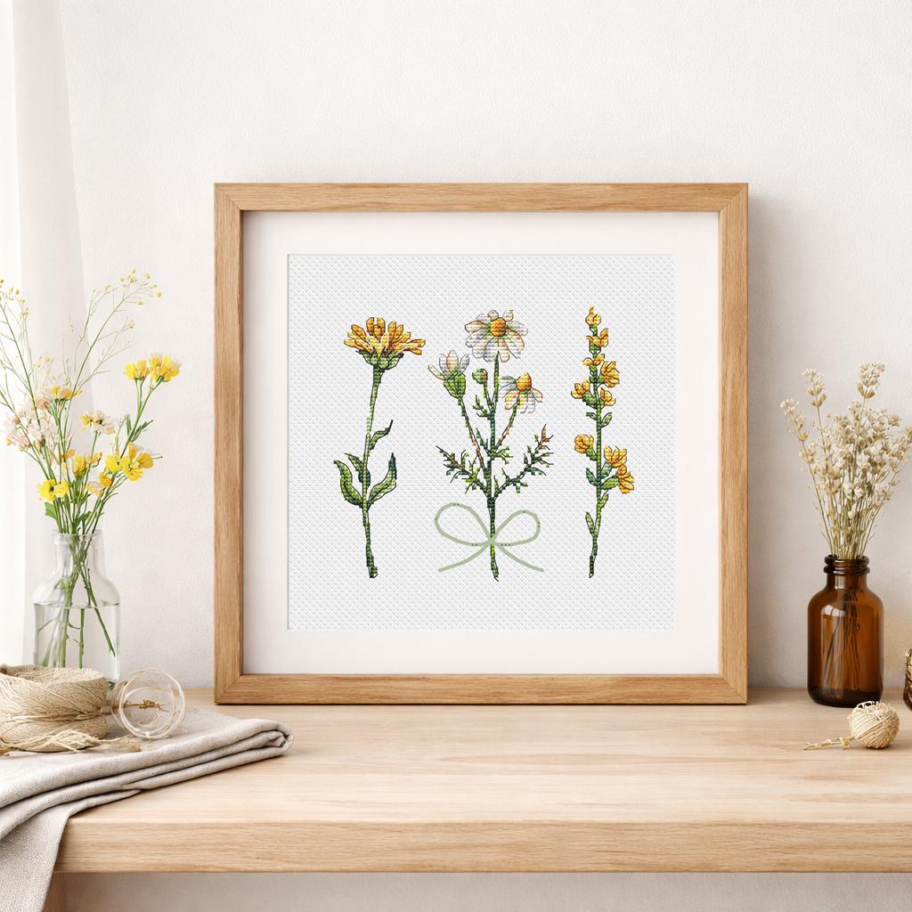 Wildflower Cross Stitch Pattern | Botanical Herbs Embroidery Design ...