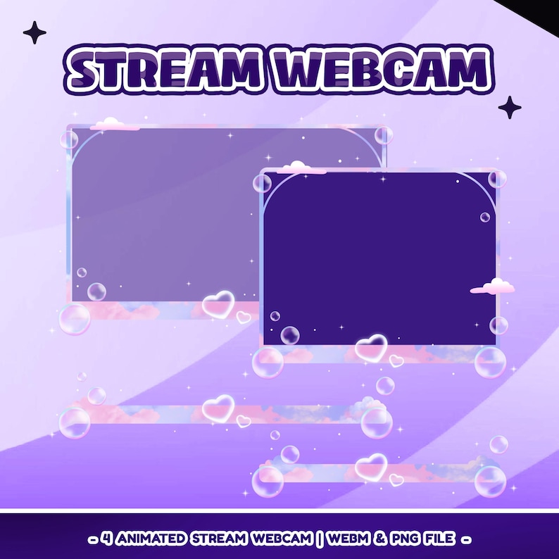 Bubble Clouds Animated Stream Overlay Pack for Twitch Kick Youtube ...