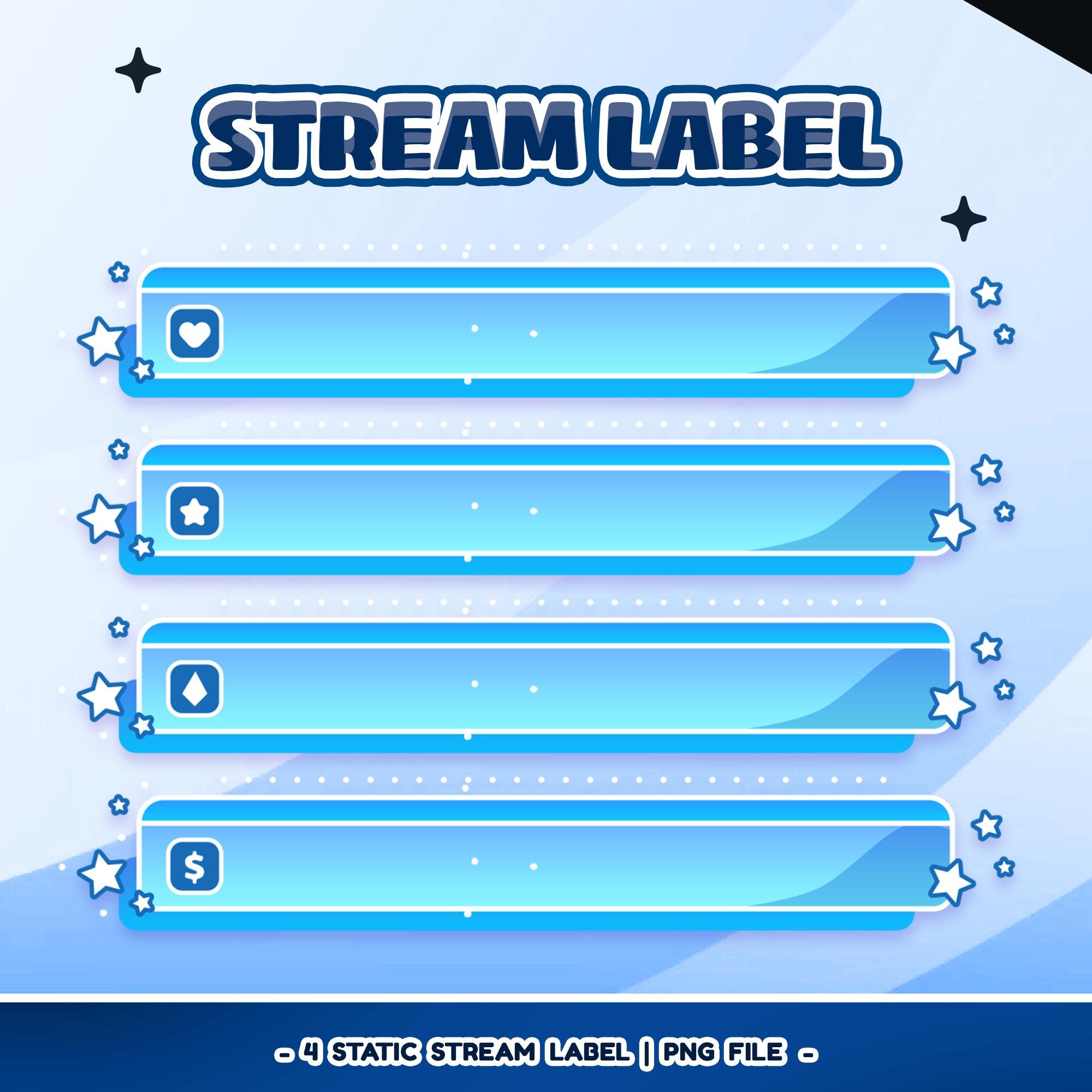 Blue Star Animated Stream Overlay Pack for Twitch Kick Youtube – Cute ...