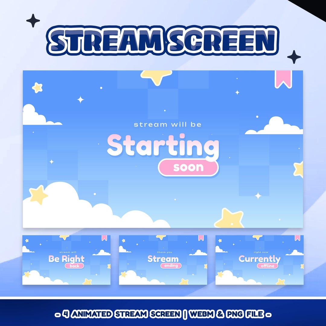 Starting Stream Screen Blue Blue Dream Stream Screens – Starting Soon BRB Ending/pastel Blue Sky ...