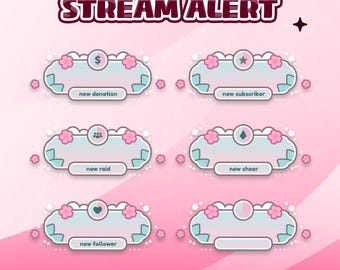 Sakura Stream Alerts for Twitch, YouTube, Kick, OBS – Cute Cherry Blossoms, Petal Particles, Soft Pink Notification Popup Cozy Stream Japan