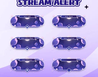 Verträumte Nachtwolken Animierte Stream-Nachrichten für Twitch Kick YouTube - Pop-Up-Nachricht, Wolke im Mondschein, Funkelnde Sterne und verträumte Nacht