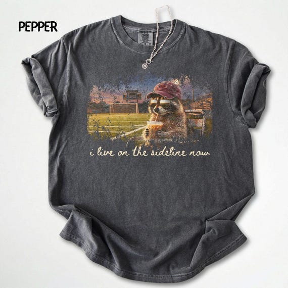 Raccoon Soccer Mom Tshirt, I Live on the Sideline Now, Distressed Vintage Print