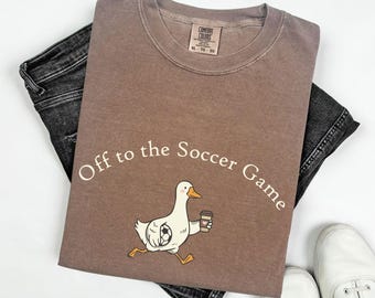Soccer Mom Goose Shirt, Comfort Colors Espresso T-shirt, Game Day Apparel