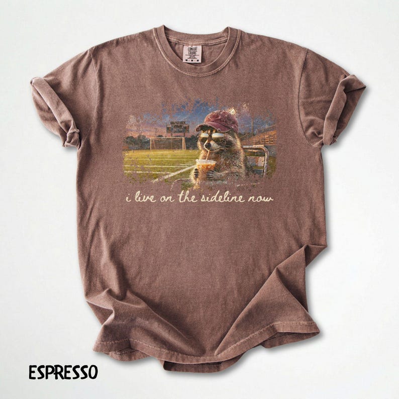 Raccoon Soccer Mom Tshirt, I Live on the Sideline Now, Distressed Vintage Print imagem 10