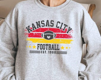 Camiseta retro de cuello redondo de fútbol americano de Kansas City de 1960, merchandising del día del juego, estilo vintage