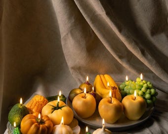 Handmade Food Shaped Candles, Fruit and Vegetable Candle Set, Kitchen Shelf Decor, Foodie Gift, Housewarming Gift