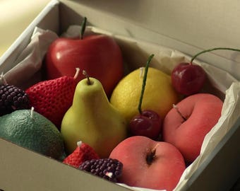 Handmade Fruit Basket Candle Set, Farmhouse Decor