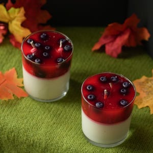 Beere Panna Cotta Soja Kerze: Dessert Duft Vegan Home Decor