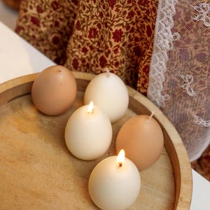 Soy Egg Candles | Real Egg Size  | Minimalist White & Brown | Sold Individually or as a Set | Unique Decor Gift