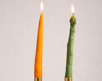 Carrot or Asparagus Taper Dinner  Candle — Handmade | 100% Soy Wax | Unscented | Easter & Spring Decor