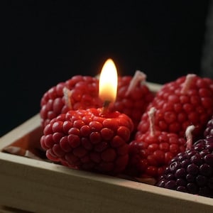 Handmade Soy Wax Fruit Candle Set: Realistic Berries - Strawberry, Cherry, Raspberry