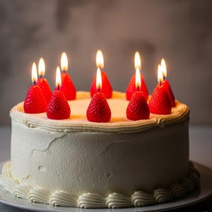 Strawberry Birthday Cake Candles: Handmade Soy Wax Fruit Toppers