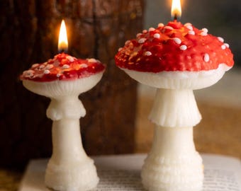 Handmade Mushroom Candles: Red Amanita & Oyster Cluster