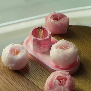 Handmade Peony Soy Wax Candle: Unscented Floral Home Decor