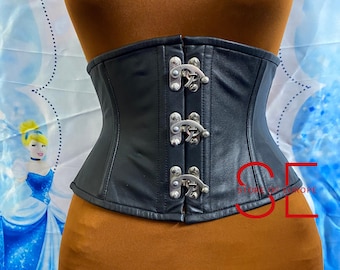 Handmade Women Steel Boned Leather Underbust Corset Steampunk Gothic Waist Trainer Corset