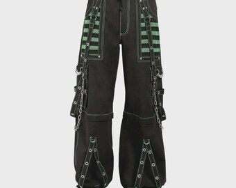 Handmade Gothic Cargo Pants, Cyberpunk Chain Trousers