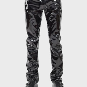 Unisex Vinyl PVC Goth Punk Gothic Svarta Smal Glänsande Byxor
