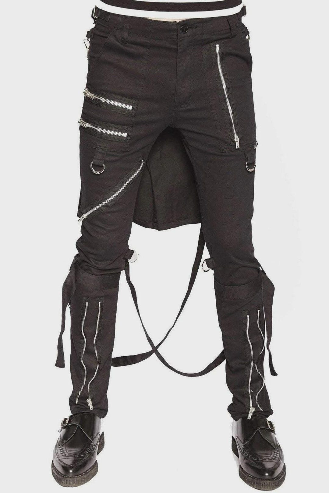 Jack Ripp Pant Men Black Tripp Pant Punk Rock Gothic Style Trouser With Zips Techwear ...