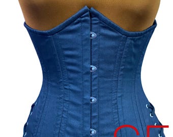 Black Cotton Underbust Corset: Gothic Steampunk Waist Trainer