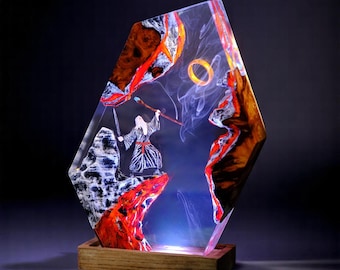 Handmade Fantasy Resin Lamp: Wizard Epoxy Night Light