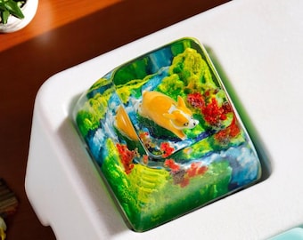 Corgi Meadow Artisan Keycap: handgemaakt toetsenbordaccessoire van hars