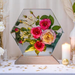 Custom Night Light, ROSE FLOWERS Resin Lamp, Flower Epoxy Resin Lamp, Flower Bedside Lamp, Aesthetic Decoration Lights, Unique Gifts For Her