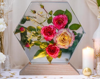 Custom Night Light, ROSE FLOWERS Resin Lamp, Flower Epoxy Resin Lamp, Flower Bedside Lamp, Aesthetic Decoration Lights, Unique Gifts For Her