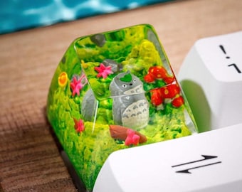 Cute Forest Spirit Artisan Keycap – Compatible with MX Mechanical Keyboards – Anime Inspired Design – ESC or Blank Key – Japanese Gift Idea