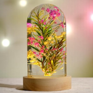 Flower Bedside Lamp, BABY FLOWERS Night Light, Flower Lamp, Flower Epoxy Resin Night Light, Unique Gifts For Her, Aesthetic Decoration Light